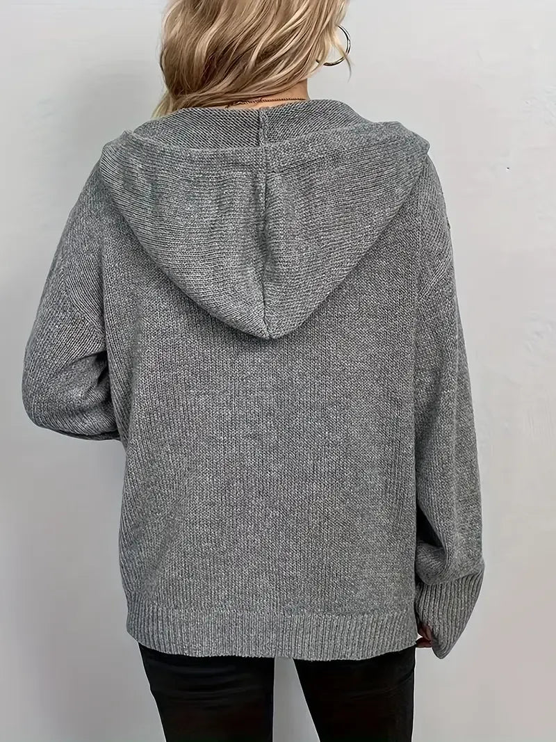 Hooded Cardigan Women Cotton Blend Button Front Tailored Fit