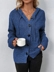 Hooded Cardigan Women Cotton Blend Button Front Tailored Fit