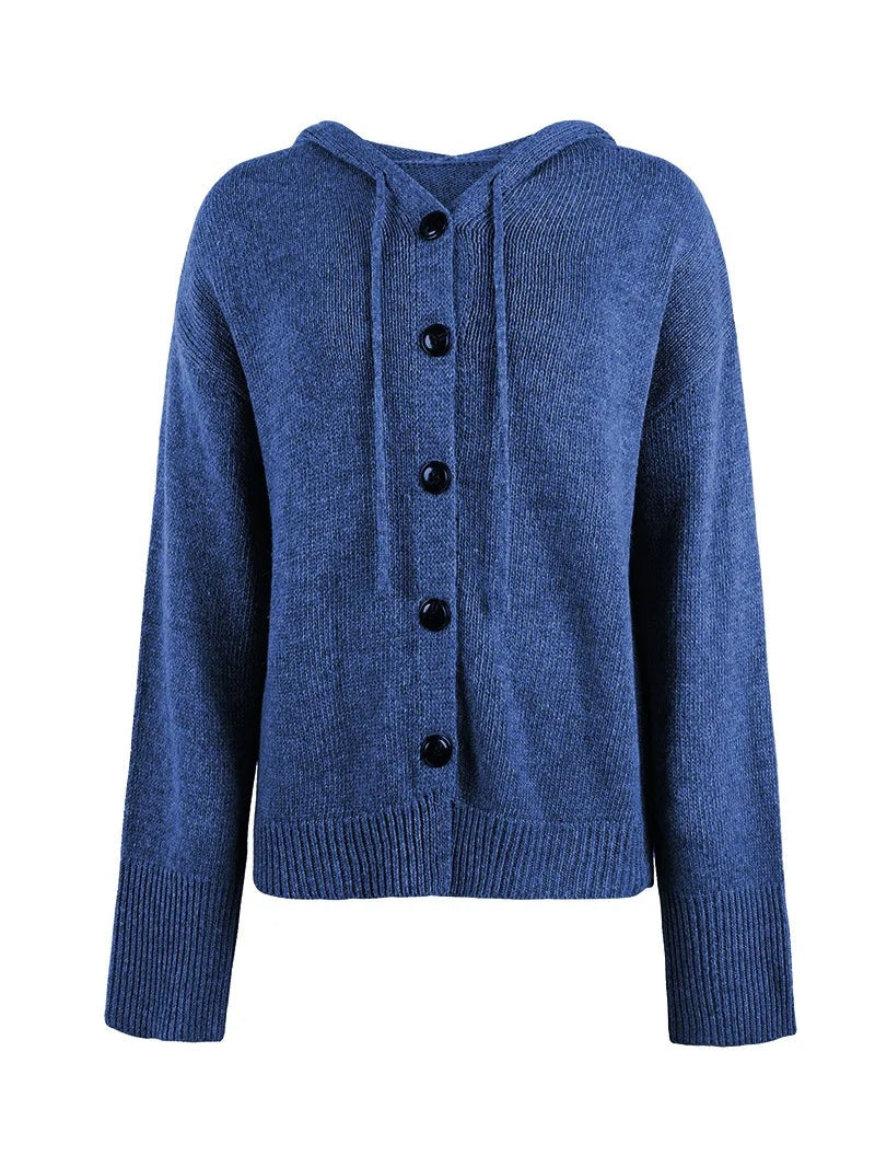 Hooded Cardigan Women Cotton Blend Button Front Tailored Fit