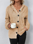 Hooded Cardigan Women Cotton Blend Button Front Tailored Fit