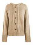 Hooded Cardigan Women Cotton Blend Button Front Tailored Fit
