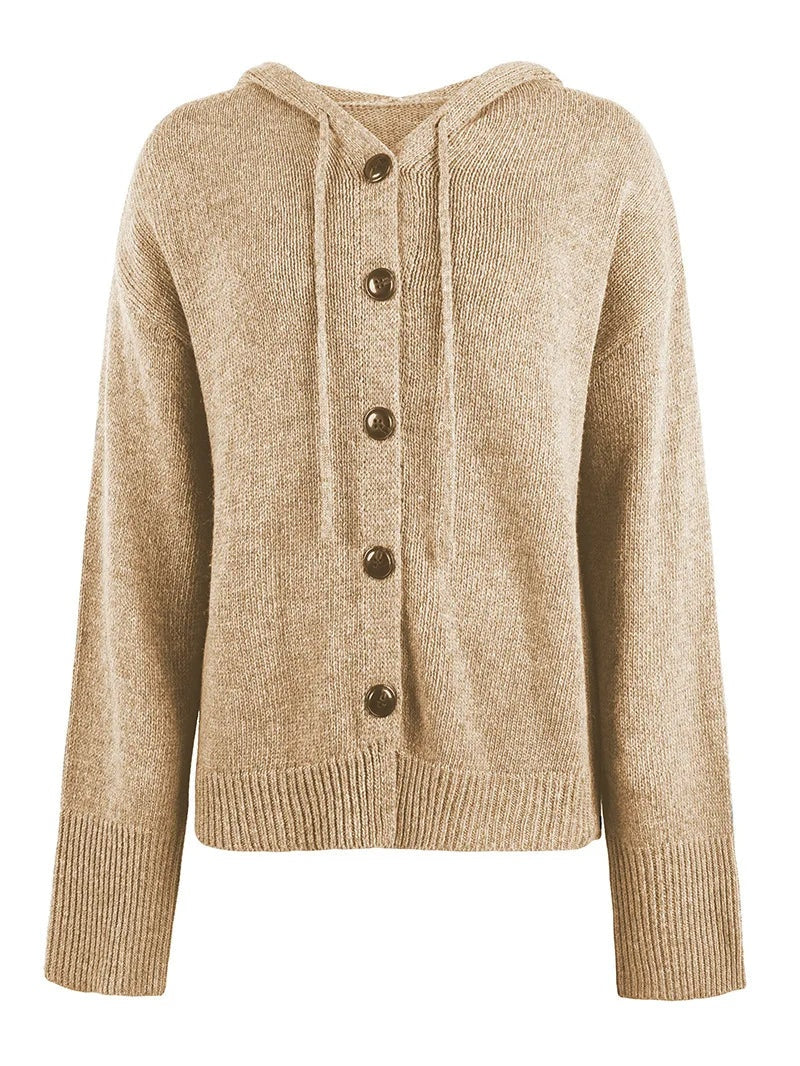 Hooded Cardigan Women Cotton Blend Button Front Tailored Fit