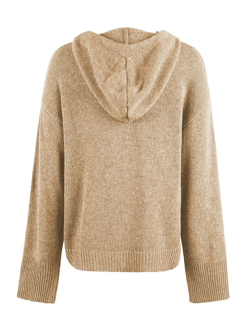 Hooded Cardigan Women Cotton Blend Button Front Tailored Fit
