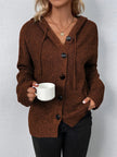 Hooded Cardigan Women Cotton Blend Button Front Tailored Fit