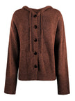 Hooded Cardigan Women Cotton Blend Button Front Tailored Fit