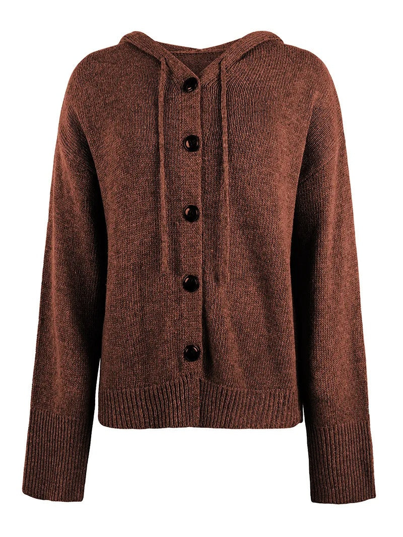 Hooded Cardigan Women Cotton Blend Button Front Tailored Fit