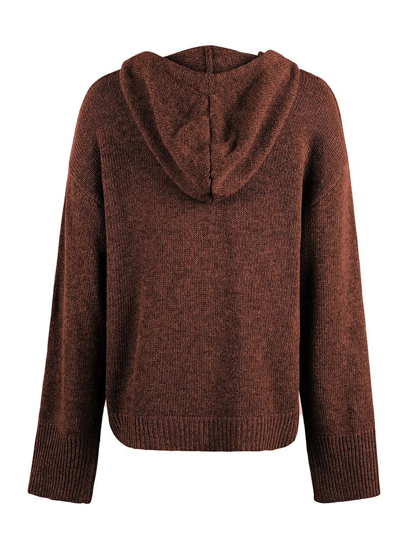 Hooded Cardigan Women Cotton Blend Button Front Tailored Fit