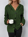 Hooded Cardigan Women Cotton Blend Button Front Tailored Fit