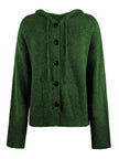 Hooded Cardigan Women Cotton Blend Button Front Tailored Fit