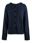 Hooded Cardigan Women Cotton Blend Button Front Tailored Fit