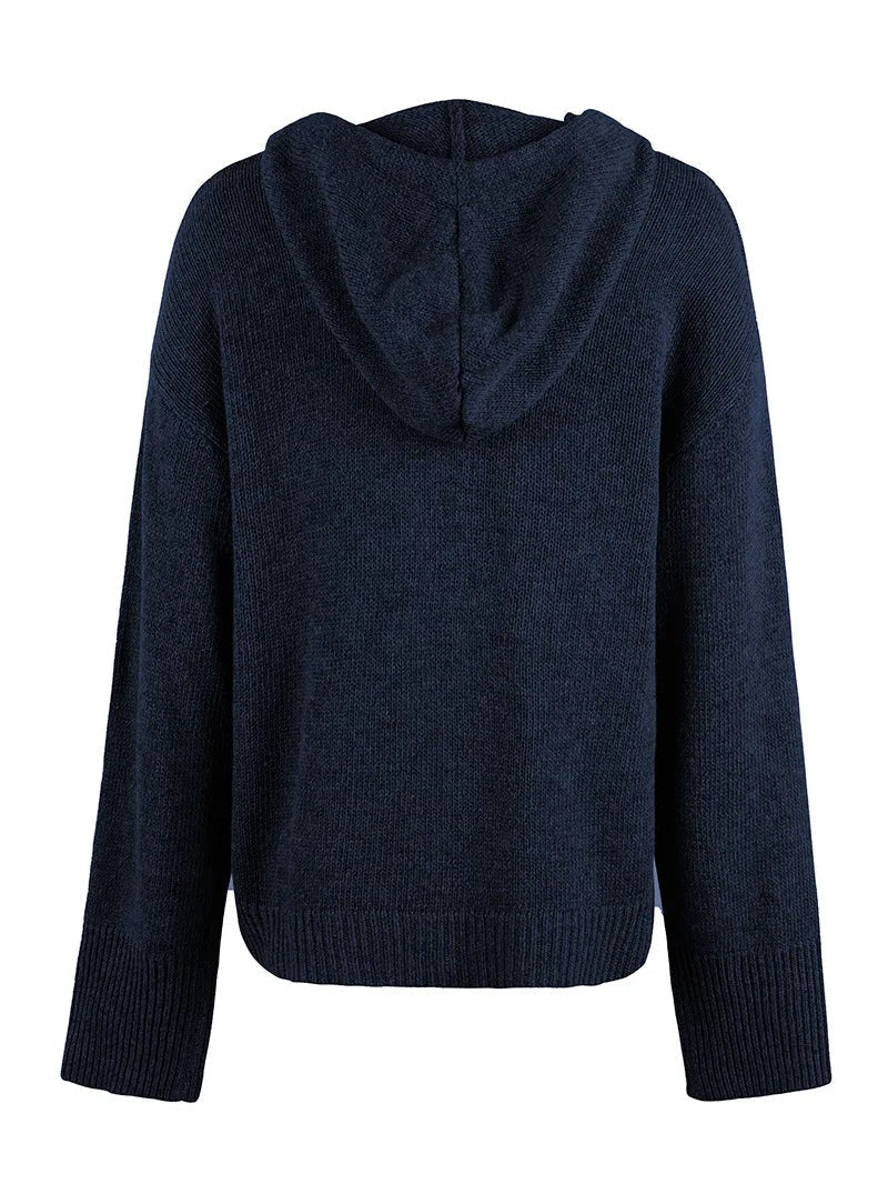 Hooded Cardigan Women Cotton Blend Button Front Tailored Fit