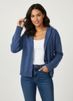 Hooded Cardigan Women Cotton Blend Button Front Tailored Fit