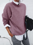Oversized Knit Sweater Women Round Neck Relaxed Fit