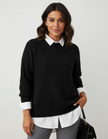 Oversized Knit Sweater Women Round Neck Relaxed Fit