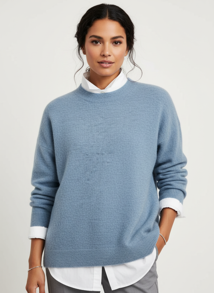Oversized Knit Sweater Women Round Neck Relaxed Fit