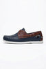 FJØRNA men's nautical boat shoes with PU upper, featuring classic deck style and slip-on design for casual maritime look.