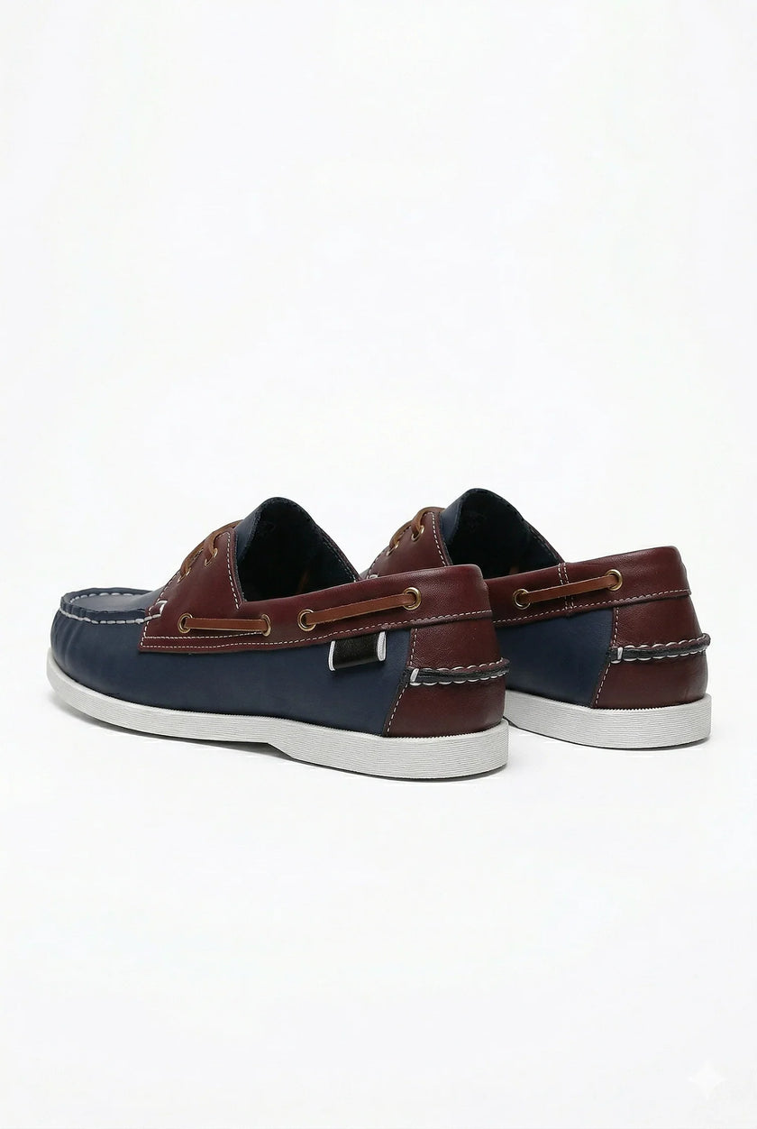 Men's FJØRNA nautical boat shoes with PU upper, deck style, featuring a classic design perfect for casual maritime wear.