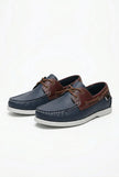 FJØRNA men's nautical boat shoes with PU upper, deck shoes style, featuring classic design and comfortable fit for men.