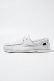 FJØRNA men's nautical boat shoes with PU upper, featuring classic deck shoe design and white laces on a light background.