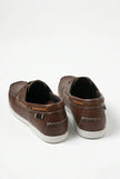 FJØRNA men's nautical boat shoes with PU upper, featuring classic deck shoe design and white laces.