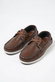 FJØRNA men's nautical boat shoes with PU upper, deck shoes for men, featuring a classic design and comfortable slip-on style.