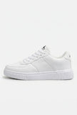 FJØRNA men's white breathable lace-up walking shoes with lightweight casual design and comfortable sneakers for daily wear.