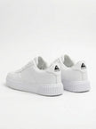White breathable lace-up men's walking shoes by FJØRNA, lightweight casual sneakers with a comfortable design.