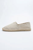 Men's linen slip-on espadrille shoes by FJØRNA, lightweight summer footwear with a casual woven fabric design.