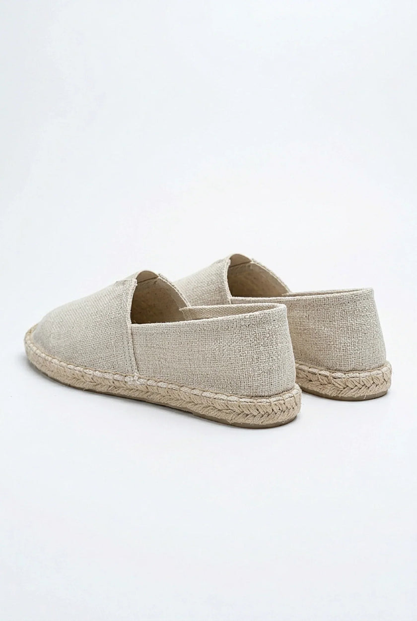 FJØRNA men's linen espadrille slip-on shoes with lightweight design, perfect for summer, shown in a side view.