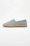 Men's lightweight linen espadrille slip-on shoes by FJØRNA, summer casual footwear featuring breathable linen fabric and classic design.