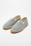 Men's lightweight linen espadrille slip-on shoes by FJØRNA, featuring breathable fabric and casual summer style.