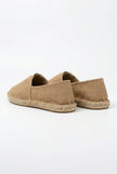 Men's lightweight linen espadrille slip-on shoes by FJØRNA, featuring casual summer design with woven fabric and comfortable sole.