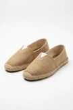 Men's linen espadrille slip-on shoes by FJØRNA, lightweight summer footwear with woven fabric and casual slip-on design.