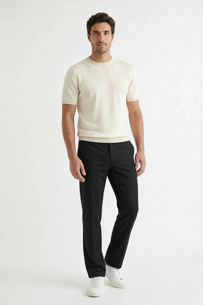 Men's FJØRNA straight chino trousers, tailored business smart pants with structured fit, suitable for professional or casual wear.