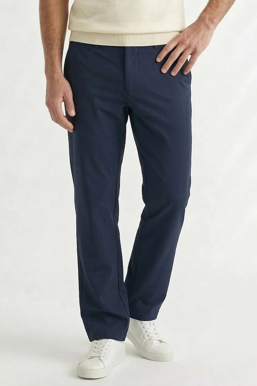 Men's FJØRNA straight chino trousers, tailored business smart pants with structured fit, ideal for professional and casual wear.