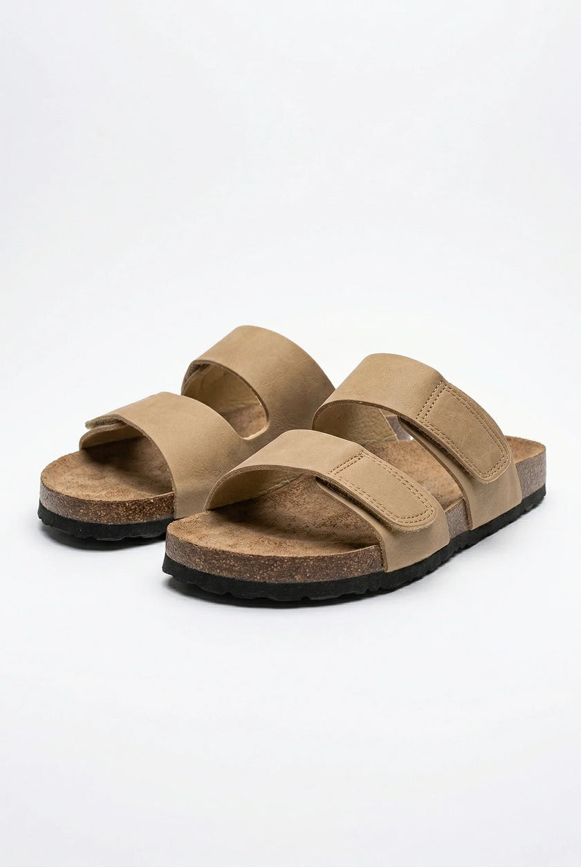 FJØRNA men's two-strap memory foam fisherman sandals with adjustable straps, perfect for summer outdoor wear.