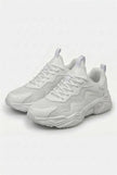White mesh trainers for women by FJØRNA, breathable lightweight casual shoes with a modern design.