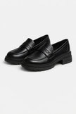 FJØRNA women's chunky platform loafers with block sole, casual slip-on shoes, stylish spring footwear for women.