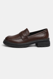 FJØRNA women's chunky platform loafers with block sole, casual slip-on shoes in black, perfect for spring and everyday wear.