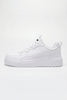 White minimalist men's trainers from FJØRNA, featuring a clean design and classic sneaker style for everyday wear.