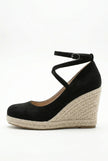 FJØRNA women's ankle-strap espadrille wedge sandals with platform sole, stylish and elegant for women's shoes fashion.