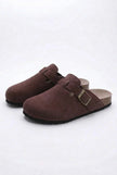 FJØRNA women's suede-effect slip-on clogs featuring a sleek design, comfortable loafers alternative, ideal for casual wear.