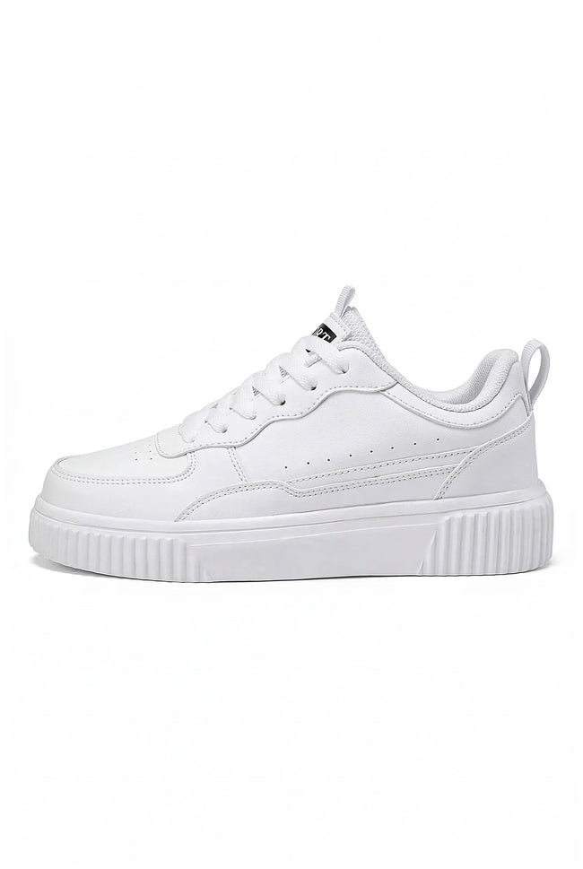 White breathable FJØRNA women's lightweight casual sneakers with a comfortable design, perfect for everyday wear.