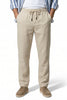 Men's lightweight linen trousers in khaki, breathable straight fit summer pants by FJØRNA, perfect for warm weather.