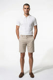 Men's white cotton tailored chino shorts by FJØRNA, casual men's pants with a clean, fitted design and comfortable fit.