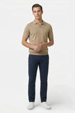 Men's straight fit stretch chino trousers by FJØRNA, tailored slim fit chinos for men, shown in a front view.