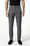 Men's slim fit stretch chino trousers in dark grey by FJØRNA, featuring a modern, tailored style and comfortable fit.