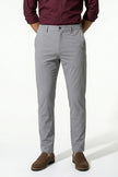 Light grey men's slim fit stretch chino trousers by FJØRNA, fitted and stylish men's pants with a modern, slim silhouette.