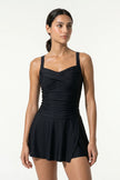 FJØRNA black tankini co-ord two-piece set for women, stylish beach summer dress with a chic, casual look.