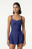 FJØRNA tankini co-ord two-piece beach dress for women in purplish-blue, perfect for summer beachwear and casual outings.